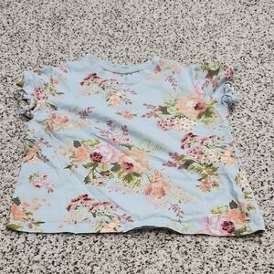 Next Floral Toddler Girls Tee - Light Blue and Pink
